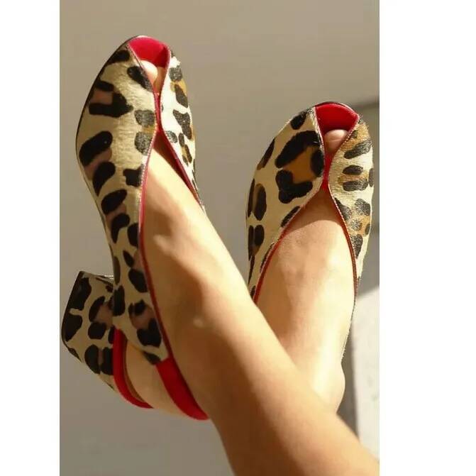 Peep Toe Heels - Leopard Print Peep Toe Slingback Women's