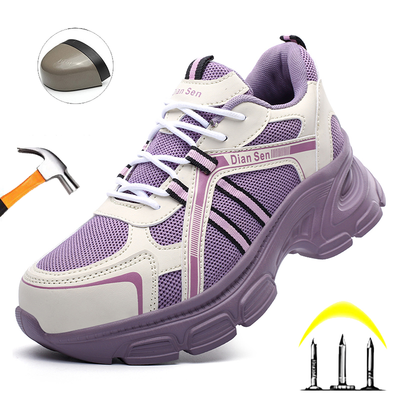 Women'S Shoes For Work - Safety Shoes Women Wear-resistant Steel Toe