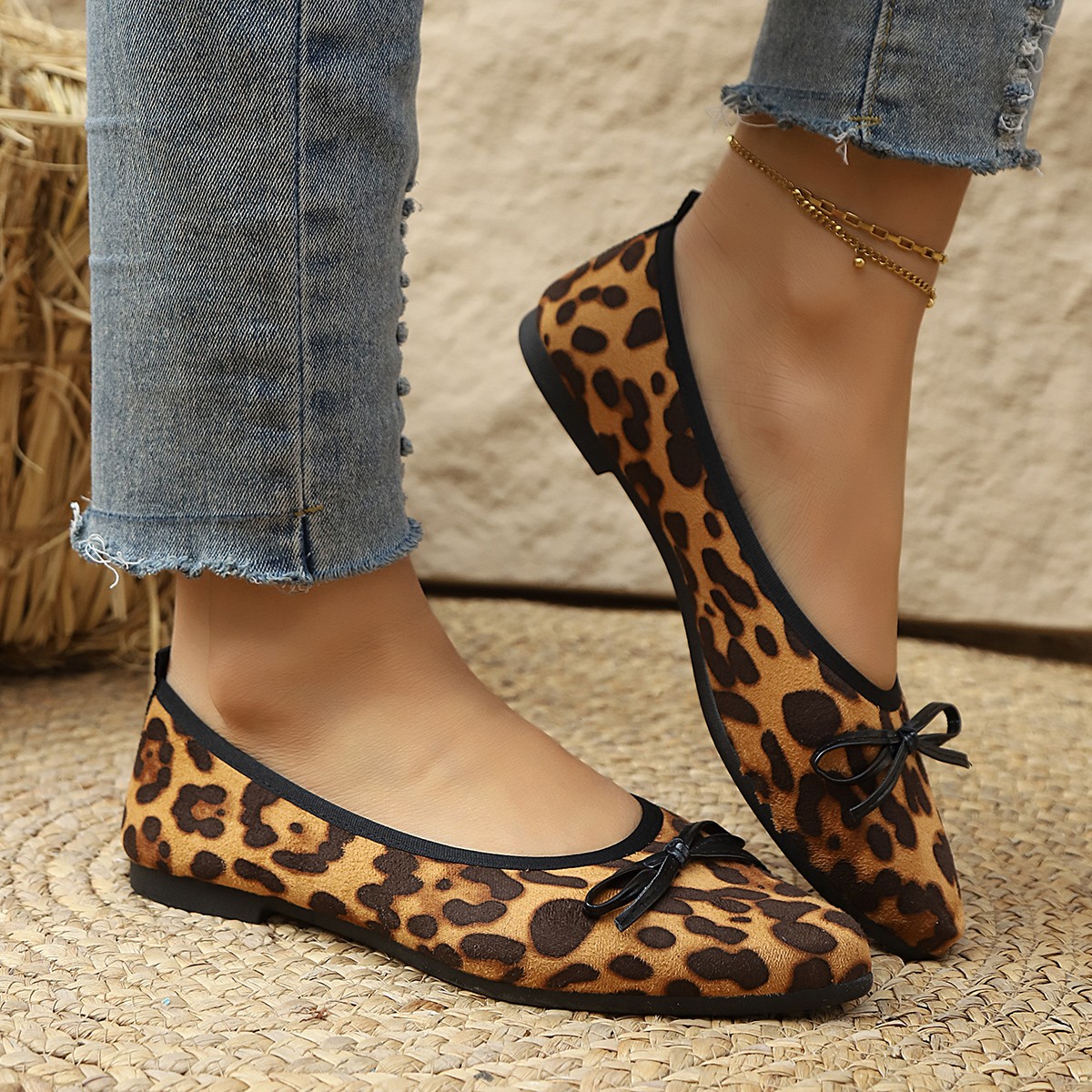 Women'S Shoes For Work - 2026 Leopard Flats Women Round Toe