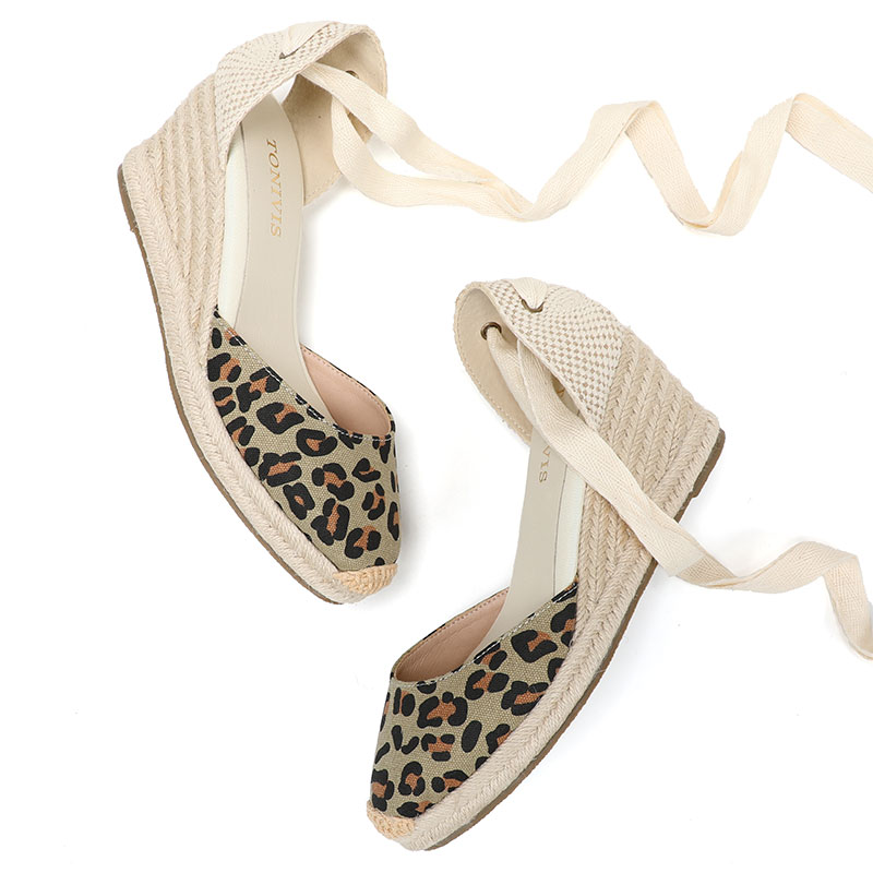 Espadrille Wedge Shoes - Women Wedge Sandals 7CM Lace Up