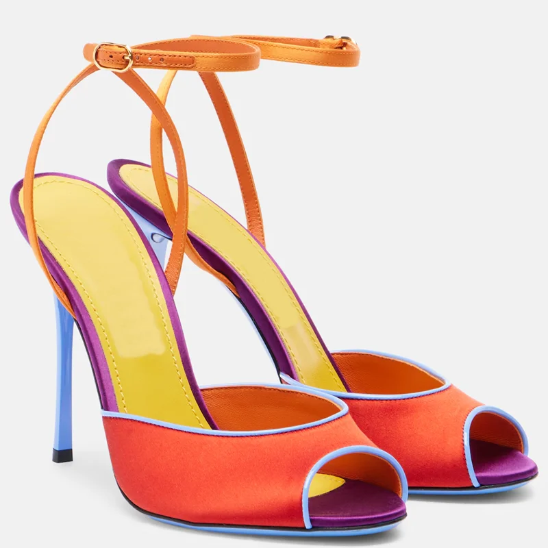 Satin Mixed Colors Peep Toe Sa - Peep Toe Heels recension och pris