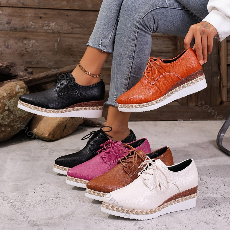 Leather Lace-Up Women's Wedge  - Espadrille Wedge Shoes recension och pris
