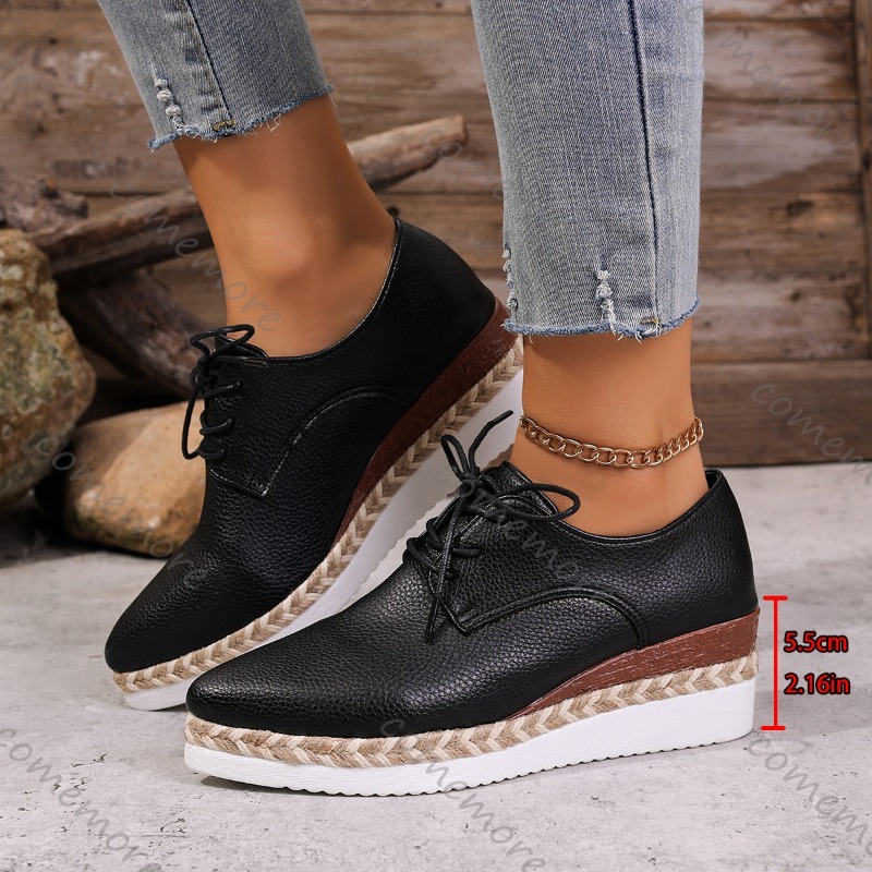 Leather Lace-Up Women's Wedge  - Espadrille Wedge Shoes recension och pris