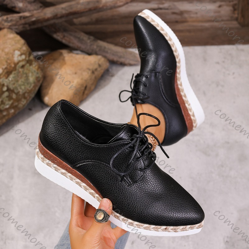 Leather Lace-Up Women's Wedge  - Espadrille Wedge Shoes recension och pris