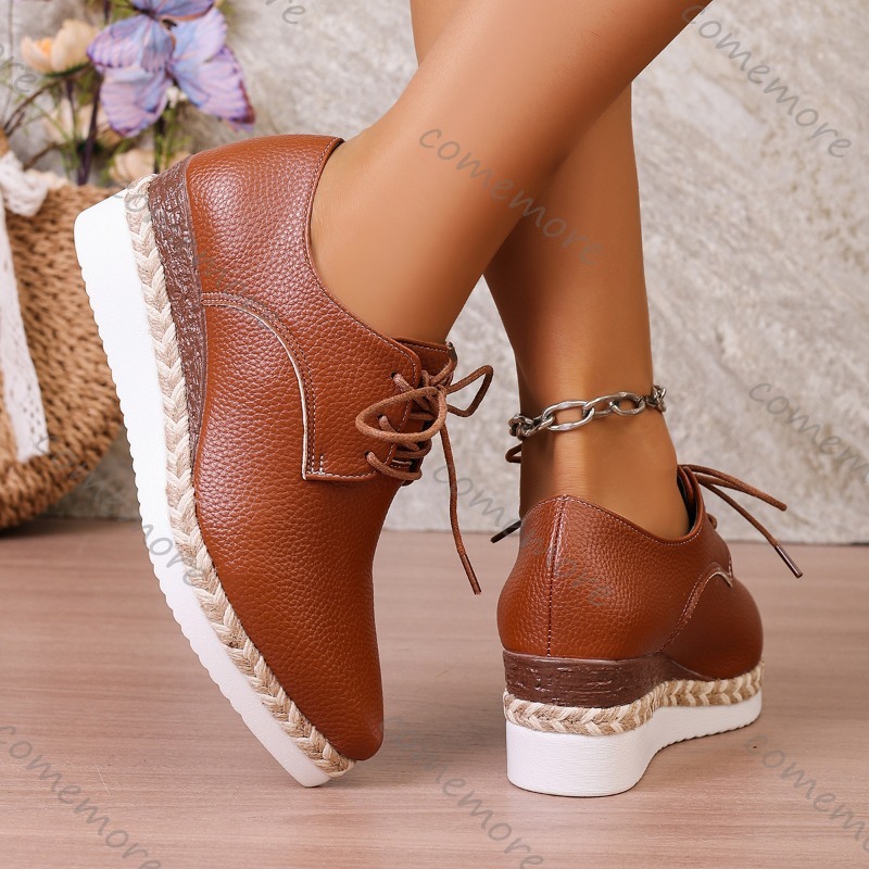 Leather Lace-Up Women's Wedge  - Espadrille Wedge Shoes recension och pris