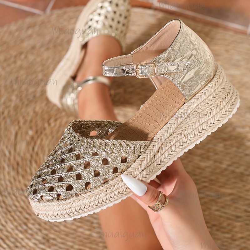 Boho Women's Hollow Out Woven  - Espadrille Wedge Shoes recension och pris