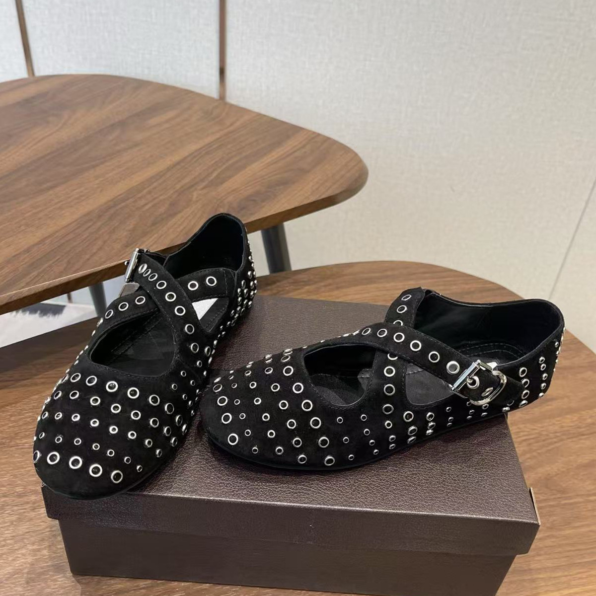 Designer Rivet Leather Mary Ja - Ballet Flat Women recension och pris