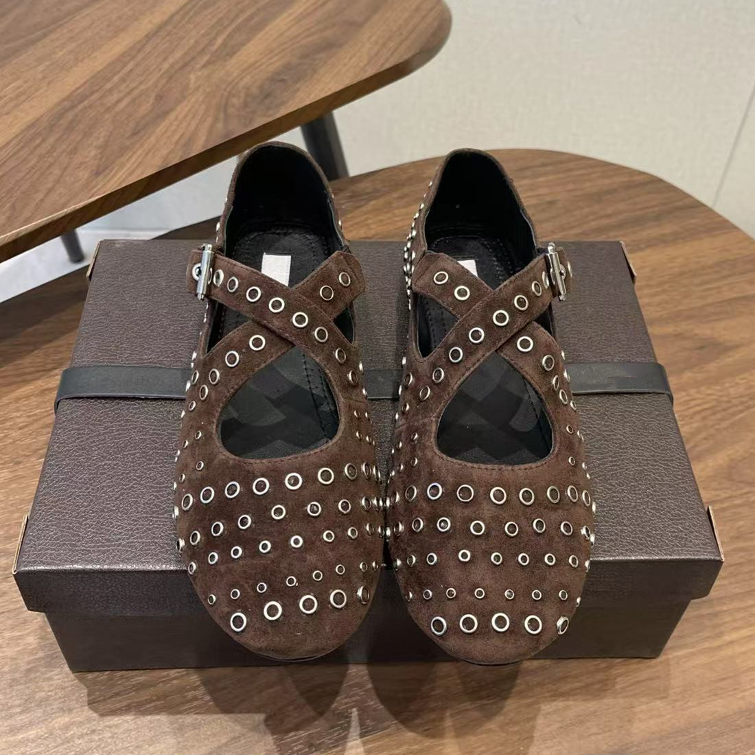 Designer Rivet Leather Mary Ja - Ballet Flat Women recension och pris