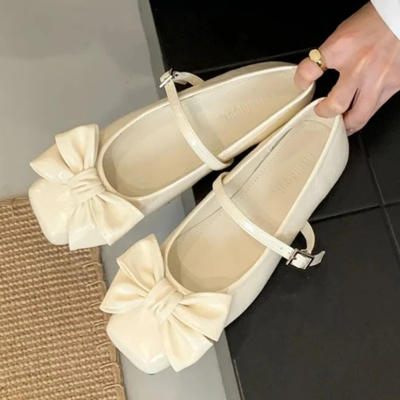 Cute Bowknot Square Toe Design - Women Shoes Elegant recension och pris