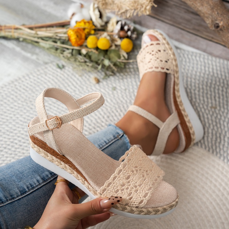 Women Lace Wedge Sandals Espad - Espadrille Wedge Shoes recension och pris