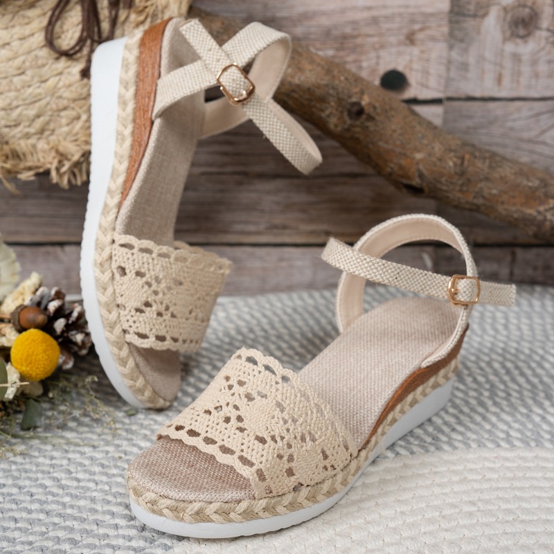 Women Lace Wedge Sandals Espad - Espadrille Wedge Shoes recension och pris