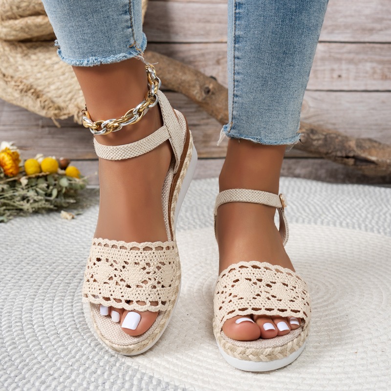 Women Lace Wedge Sandals Espad - Espadrille Wedge Shoes recension och pris